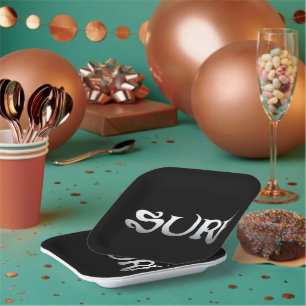 Plato De Papel Placas de papel cuadrado negro para el surf