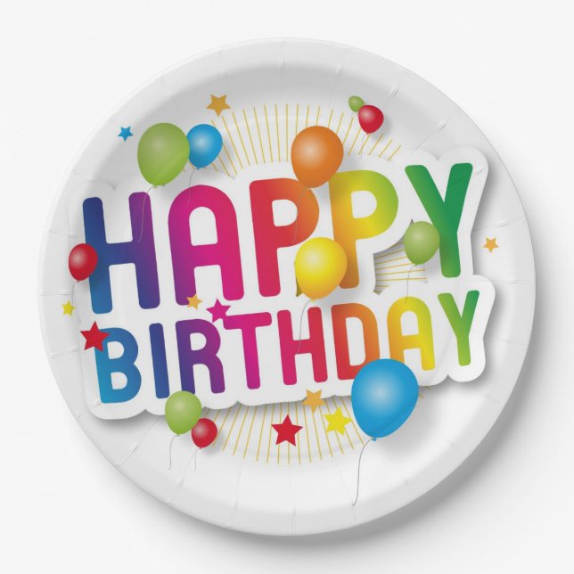 Plato De Papel Placas de papel/cumpleaños feliz (Anverso)