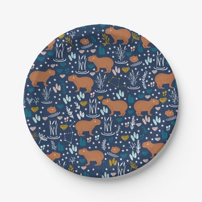 Plato De Papel Placas de papel Cute Capybara (Anverso)