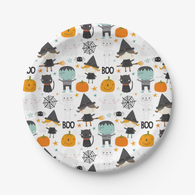 Plato De Papel Placas de papel Cute Halloween (Anverso)