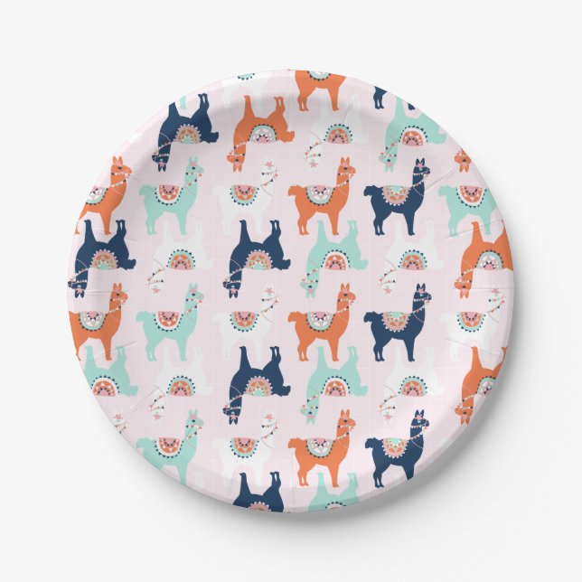 Plato De Papel Placas de papel Cute Llama (Anverso)