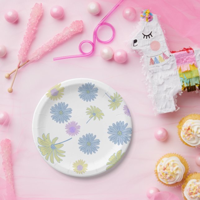 Plato De Papel Placas de papel Dainty Daisies (Fiesta)
