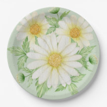 Placas de papel Daisy Watercolor Flores