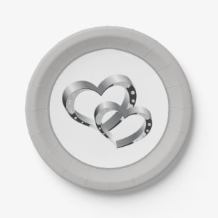 Plato De Papel Placas de papel de 7" boda-Dos corazones