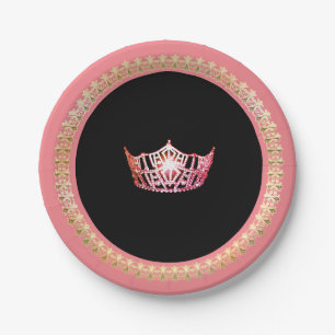 Plato De Papel Placas de papel de 7" de Miss América de coral ros