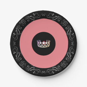 Plato De Papel Placas de papel de 7" estilo Black Coral de Miss U