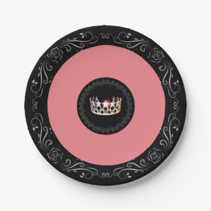 Plato De Papel Placas de papel de 7" estilo Black Coral de Miss U