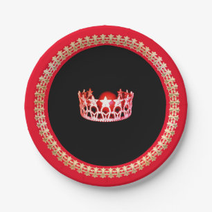 Plato De Papel Placas de papel de 7" estilo Red-Coral de Miss USA