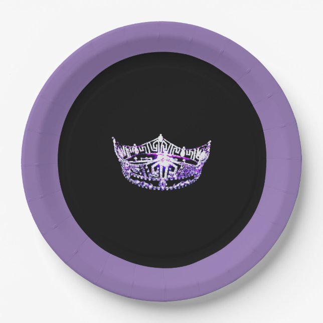Plato De Papel Placas de papel de 9" estilo Purple Crown de Miss  (Anverso)