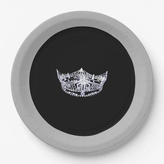 Plato De Papel Placas de papel de 9" estilo Silver Crown de Miss  (Anverso)