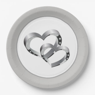 Plato De Papel Placas de papel de 9" para boda-Dos corazones
