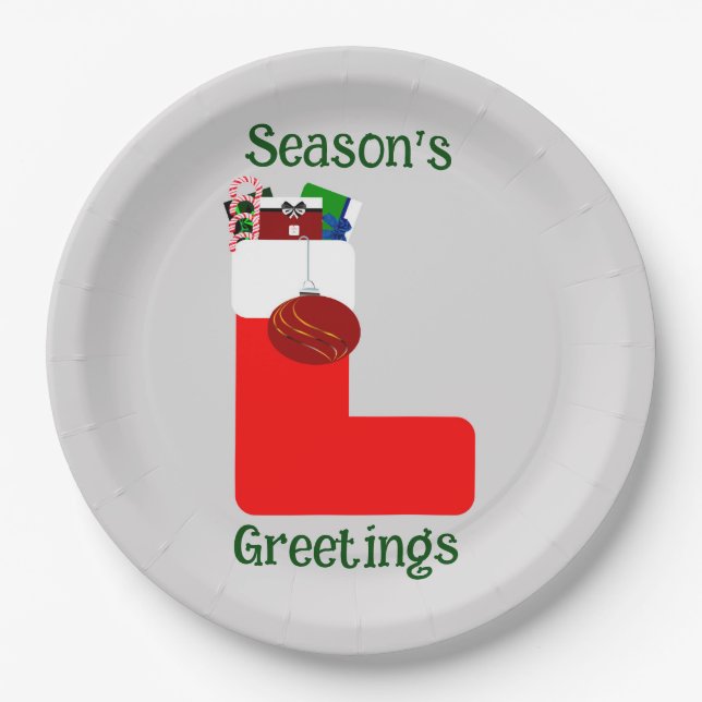 Plato De Papel Placas de papel de 9" para saludos de temporada (Anverso)