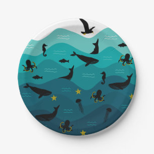 Plato De Papel Placas de papel de animales marinos