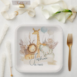 Plato De Papel Placas de papel de animales Safari personalizadas