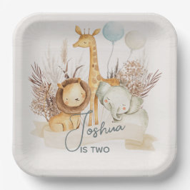 Plato De Papel Placas de papel de animales Safari personalizadas