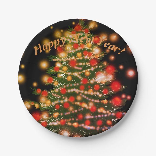 Plato De Papel Placas de papel de Año Nuevo feliz (Anverso)