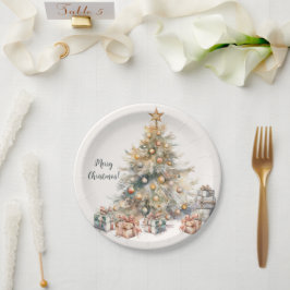 Plato De Papel Placas de papel de árbol de navidad de color de ag