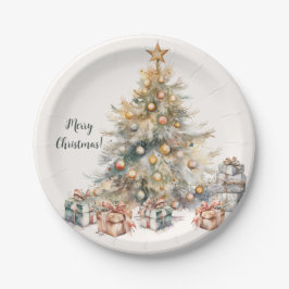 Plato De Papel Placas de papel de árbol de navidad de color de ag