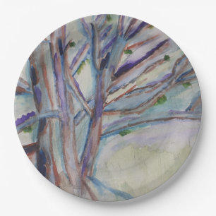 Plato De Papel Placas de papel de árboles abstractos