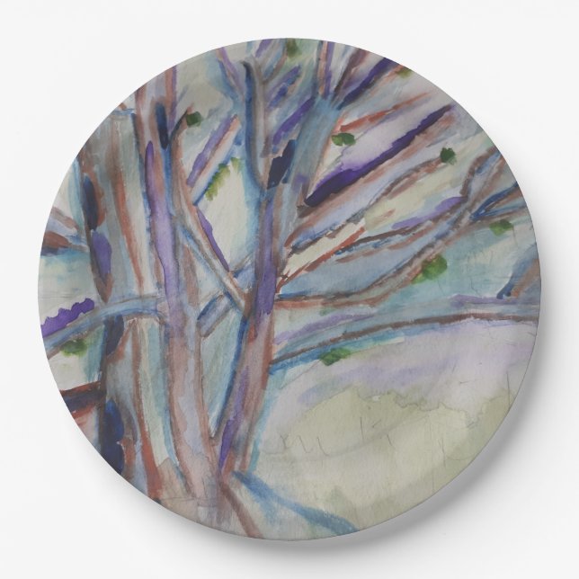 Plato De Papel Placas de papel de árboles abstractos (Anverso)