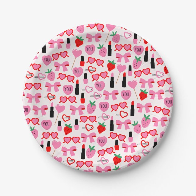 Plato De Papel Placas de papel de arcos rosados (Anverso)