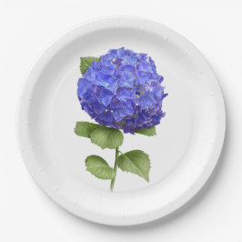 Plato De Papel Placas de papel de arte botánico Blue Hydrangeas