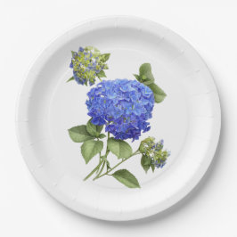 Plato De Papel Placas de papel de arte botánico Blue Hydrangeas