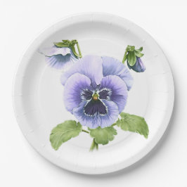 Plato De Papel Placas de papel de arte botánico de Blue Pansies