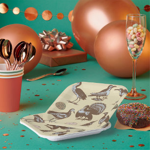 Plato De Papel Placas de papel de aves de estilo vintage