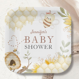 Plato De Papel Placas de papel de Baby Shower Bumble Bee