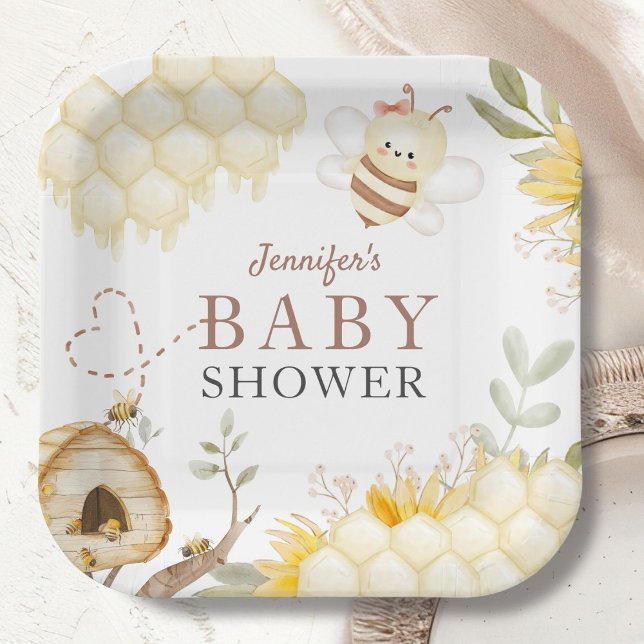 Plato De Papel Placas de papel de Baby Shower Bumble Bee (Subido por el creador)