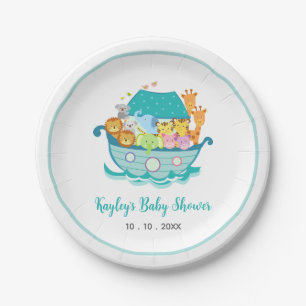 Plato De Papel Placas de papel de Baby Shower de Ark Boy Noah