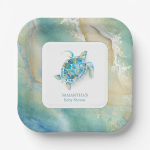 Plato De Papel Placas de papel de Baby Shower de color de agua su