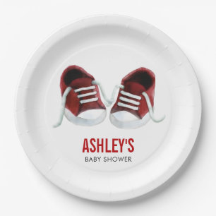 Plato De Papel Placas de papel de Baby Shower de las zapatillas