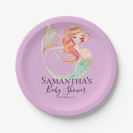 PLATO DE PAPEL PLACAS DE PAPEL DE BABY SHOWER DE MERMAID DE CORTE