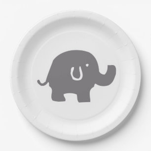 Plato De Papel Placas de papel de Baby Shower del elefante lindo
