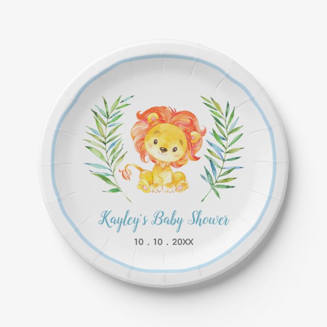 Plato De Papel Placas de papel de Baby Shower del león (animal (Anverso)