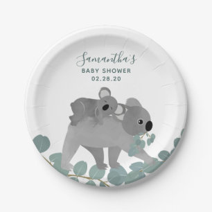 Plato De Papel Placas de papel de Baby Shower del oso de koala