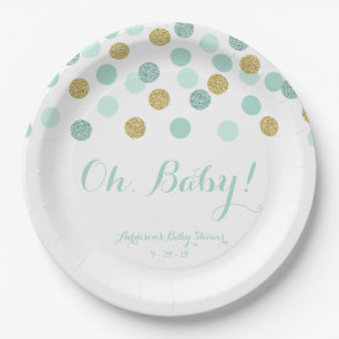 Plato De Papel Placas de papel de Baby Shower del purpurina de la