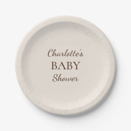 Plato De Papel Placas de papel de Baby Shower Minimalistas de Boh