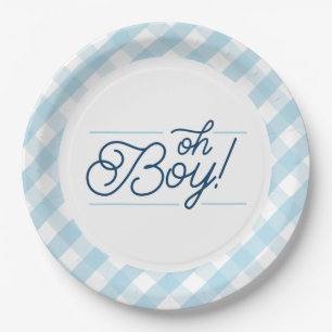 Plato De Papel Placas de papel de Baby Shower "Oh Boy" de Blue Gi