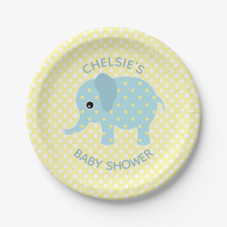 Plato De Papel Placas de papel de Baby Shower para elefantes de p