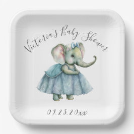 Plato De Papel Placas de papel de Baby Shower para elefantes pequ
