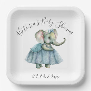 Plato De Papel Placas de papel de Baby Shower para elefantes pequ