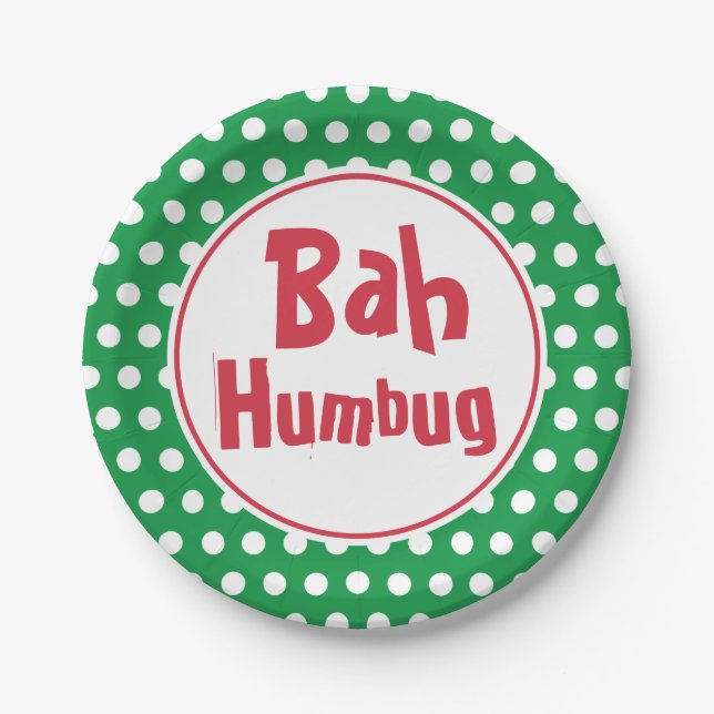 Plato De Papel Placas de papel de Bah Humbug Navidades (Anverso)