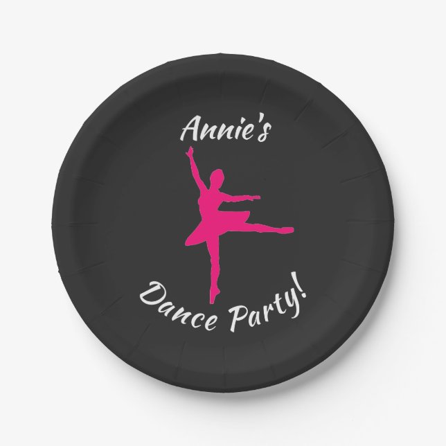 Plato De Papel Placas de papel de bailes Charcoal Ballerina Sleek (Anverso)