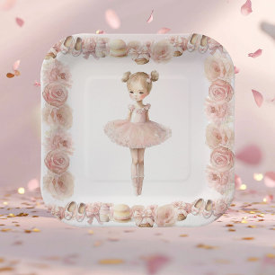 Plato De Papel Placas de papel de Ballerina Dulce Rosa