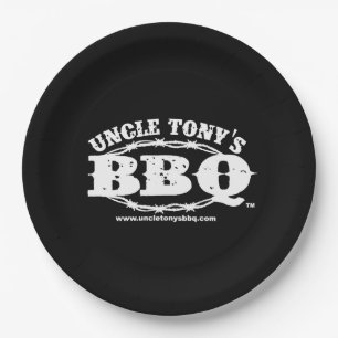 Plato De Papel Placas de papel de BBQ de tío Tony con el logotip