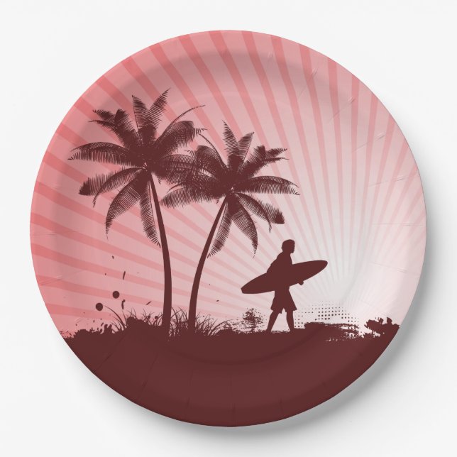 Plato De Papel Placas de papel de Beach Surfer (Anverso)