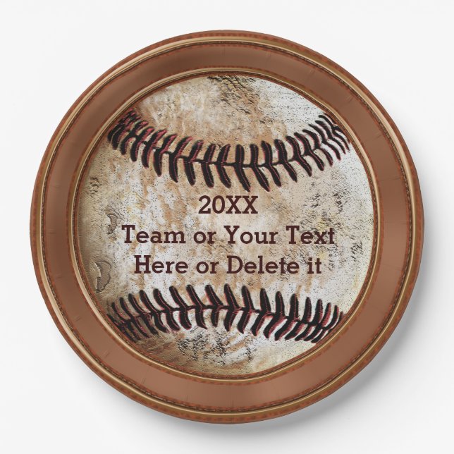Plato De Papel Placas de papel de béisbol antiguas personalizadas (Anverso)